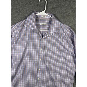 Peter Millar Button Shirt Mens XL Blue Purple White‎ Plaid LS Casual Preppy